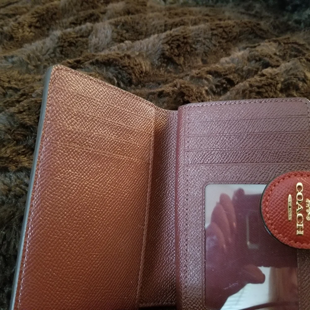 Coach Red Wallet with Textured Leather and Gold Logo Like New!! - Picture 2 of 6